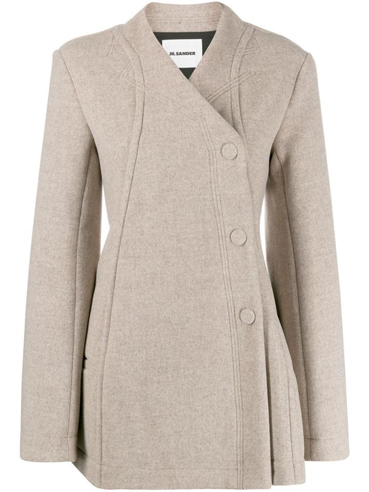 Jil Sander Wrap Short Coat - Neutrals