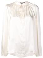 Luisa Cerano Lace-up Front Blouse - White