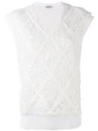 Brunello Cucinelli - Layered Fuzzy Knit Top - Women - Silk/linen/flax/polyamide/acetate - L, White, Silk/linen/flax/polyamide/acetate