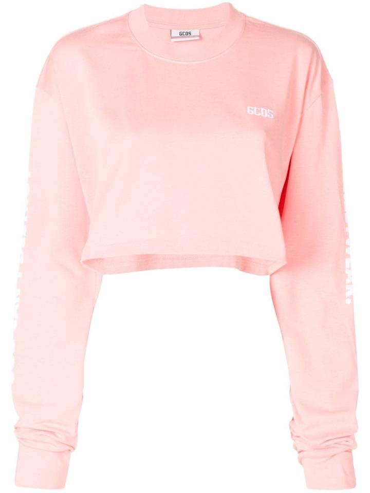 Gcds Cropped Logo Sweatshirt - Pink