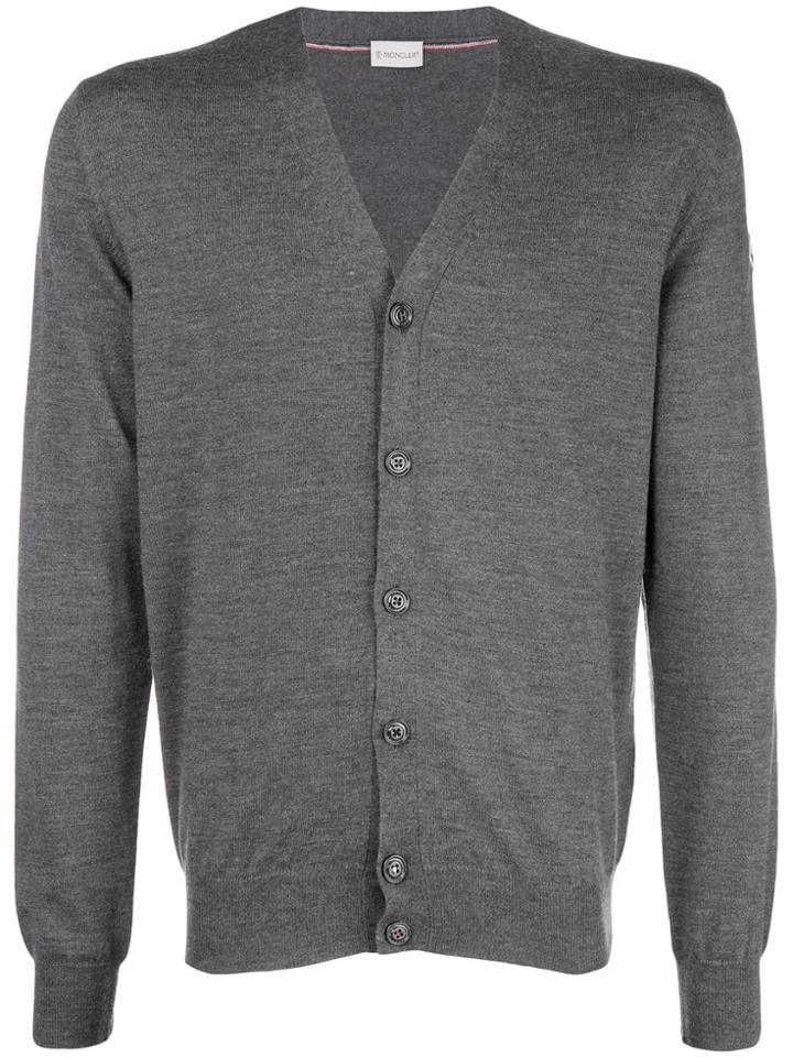Moncler V Neck Cardigan - Grey