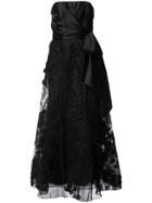 Marchesa Notte Knot-detail Lace Gown - Black