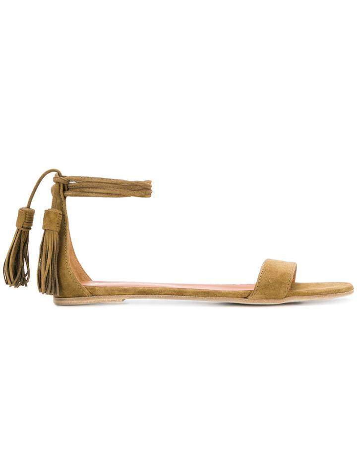 Via Roma 15 Tassle Ankle Tie Sandals - Brown