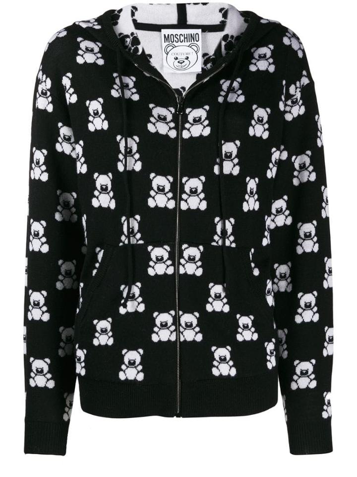 Moschino Teddy Bear Zipped Hooded Jacket - Black
