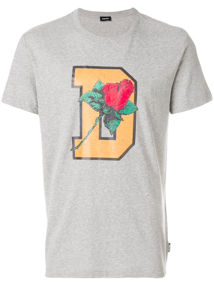 Diesel Logo Print T-shirt - Grey