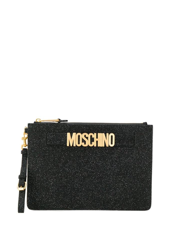 Moschino Glittered Clutch - Black