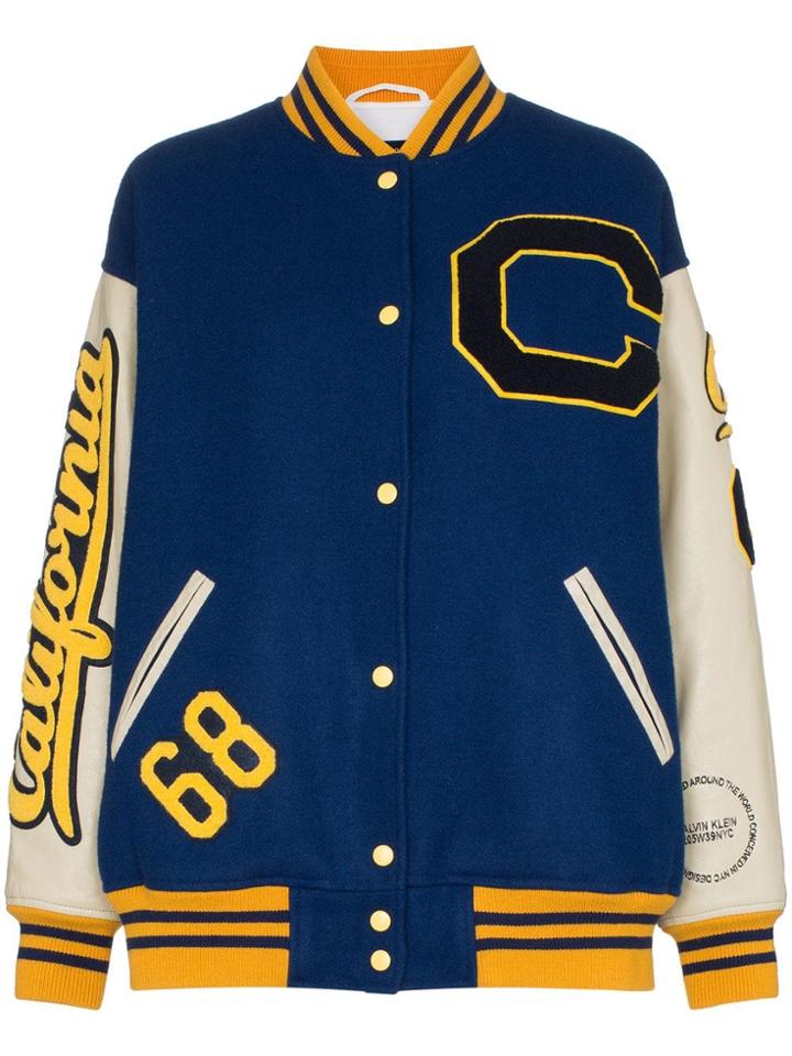 Calvin Klein 205w39nyc Contrast Patches Varsity Bomber Jacket - Blue