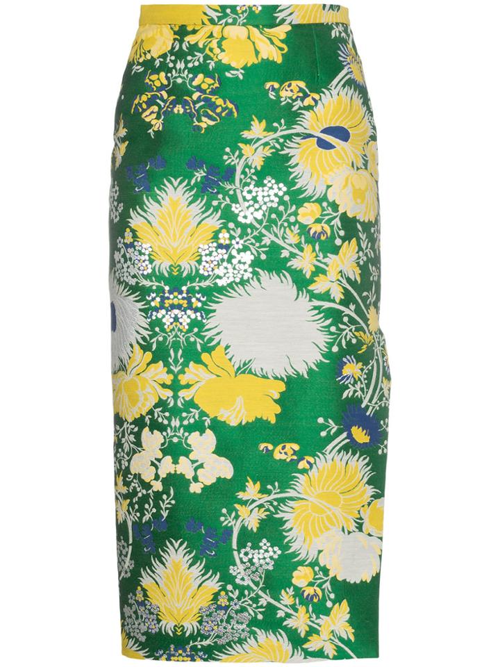 Rochas Jacquard Lurex Pencil Skirt - Green