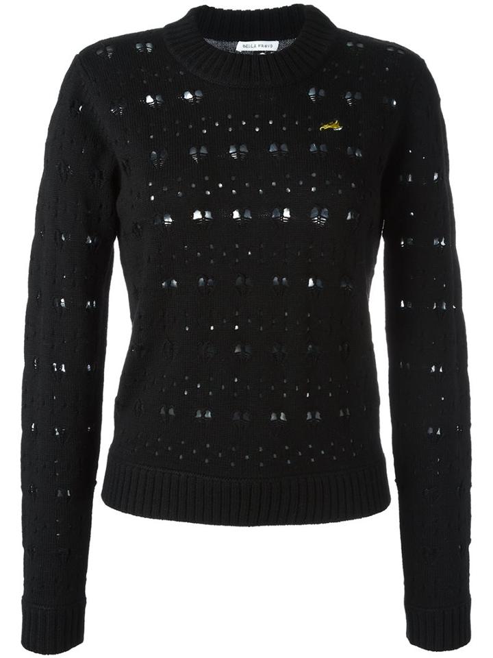 Bella Freud Heart Lace Jumper, Women's, Size: Small, Black, Wool