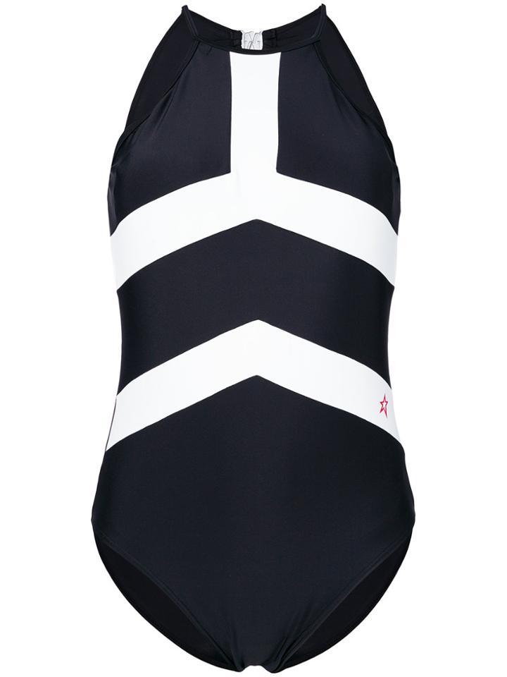 Perfect Moment Contrast Stripe Detail One Piece - Black
