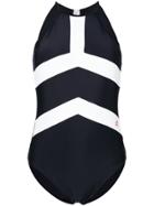 Perfect Moment Contrast Stripe Detail One Piece - Black