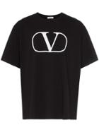 Valentino V Logo Print Cotton T Shirt - Black