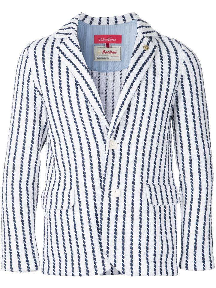 Coohem Striped Tweed Jacket, Men's, Size: 50, White, Cotton/linen/flax/nylon/cupro