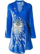 Rixo London Embellished Wrap Dress - Blue