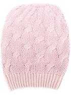 Cruciani Cable Knit Beanie - Pink & Purple