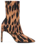 Stuart Weitzman Wren Leopard Print Sock Boots - Black