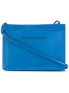 Balenciaga Perforated Logo Cross Body Bag, Women's, Blue, Lamb Skin