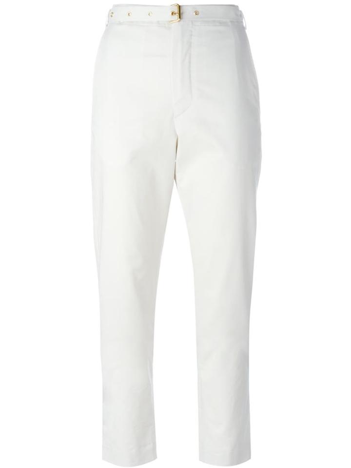 Isabel Marant Belted Trousers, Women's, Size: 36, White, Cotton
