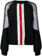 Aviù Sequinned Stripe Sheer Blouse, Women's, Size: 44, Black, Silk/cotton/viscose/metallized Polyester
