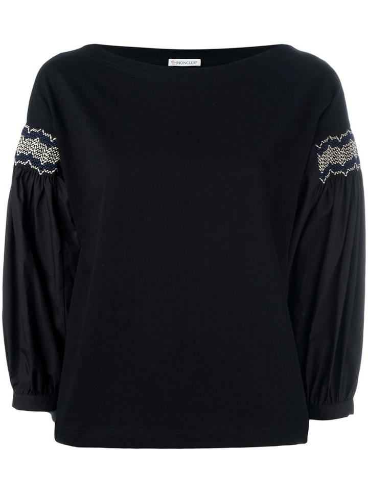 Moncler Embroidered Detail Blouse, Women's, Size: Small, Black, Cotton/polyester