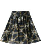 Fausto Puglisi Sun And Chain Print Skirt, Women's, Size: 42, Black, Cotton/spandex/elastane