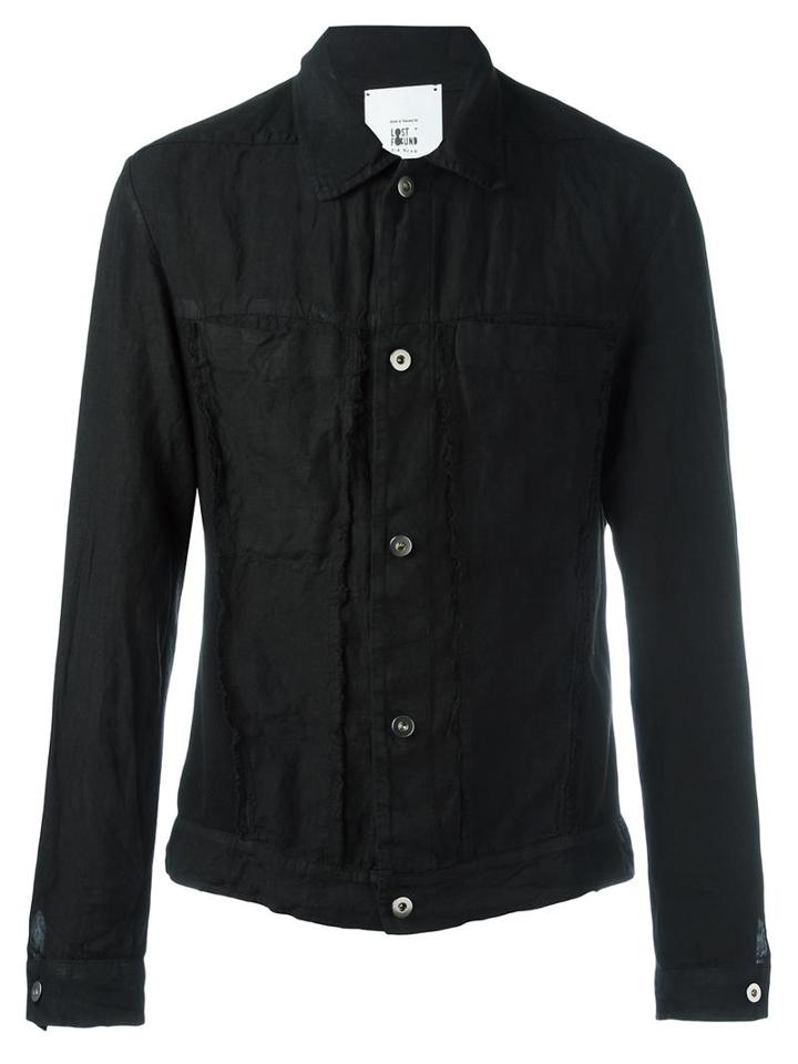 Lost & Found Rooms Patch Pockets Denim Jacket, Men's, Size: Large, Black, Cotton/linen/flax
