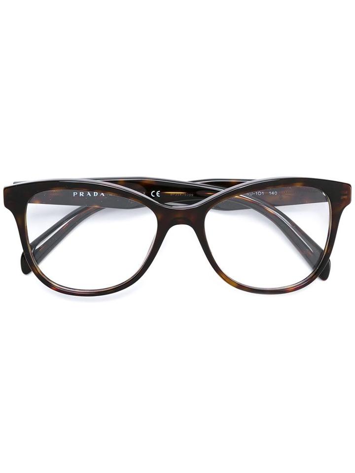 Prada Eyewear Square Shaped Glasses, Brown, Acetate