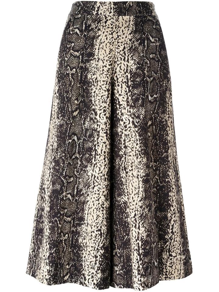 Manoush Lizardskin Effect Wide Leg Cropped Trousers