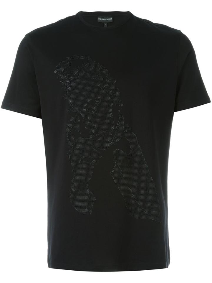 Emporio Armani 'portrait' T-shirt, Men's, Size: Small, Black, Cotton
