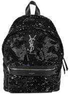Saint Laurent Logo Monogram Backpack - Black