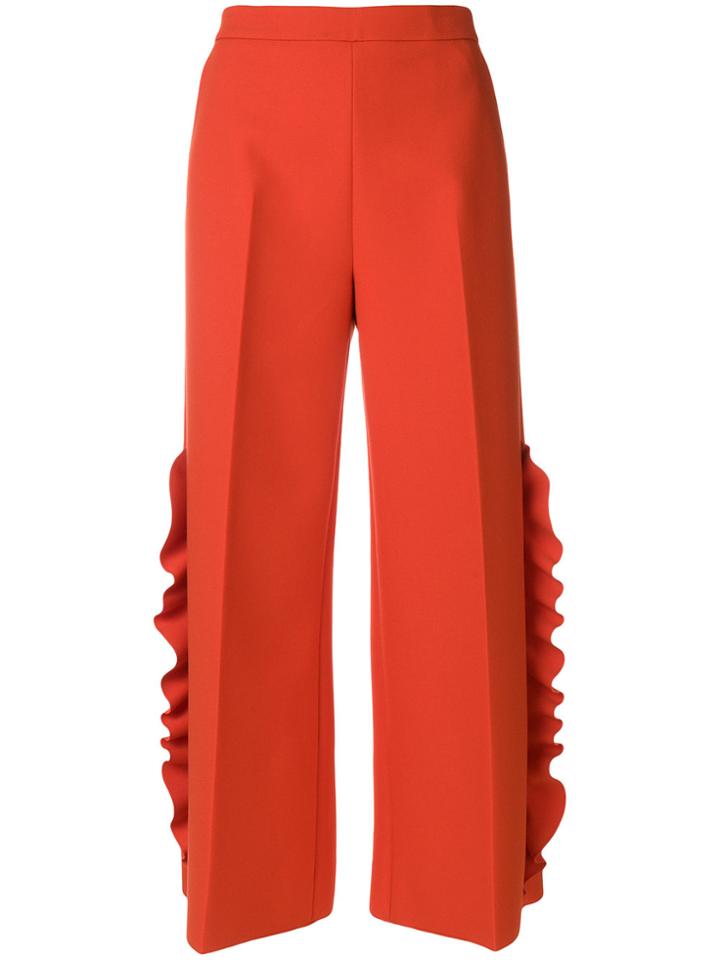 Msgm Wide-leg Ruffle Trousers - Yellow & Orange