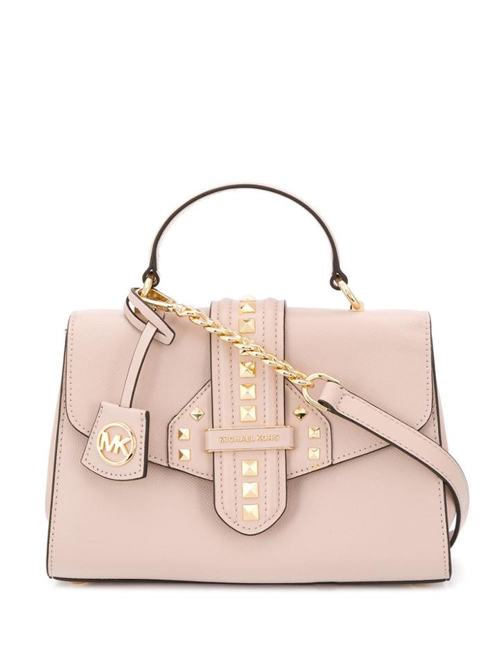 Michael Michael Kors Bleecker Small Studded Crossgrain Bag - Pink