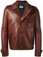 Lanvin - Buttoned Jacket - Men - Cotton/calf Leather/lamb Skin/viscose - 48, Brown, Cotton/calf Leather/lamb Skin/viscose