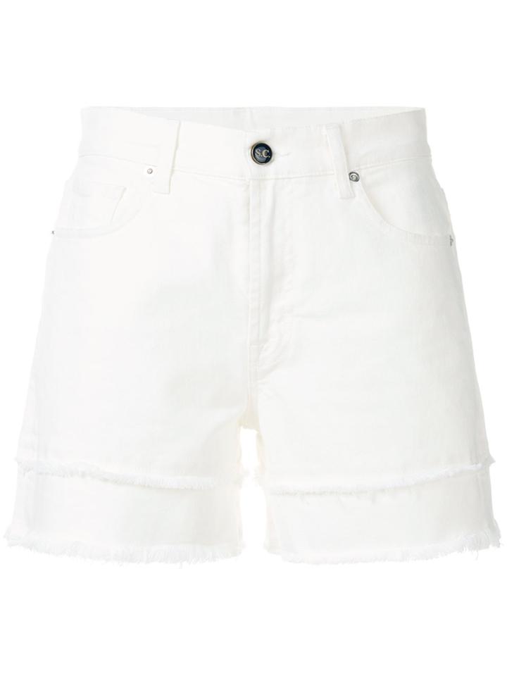 Semicouture Raw Edge Shorts - White