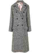 Massimo Alba Long Chevron Double Breasted Coat - Black