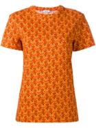 Au Jour Le Jour Cat Print T-shirt, Women's, Size: 40, Yellow/orange, Cotton