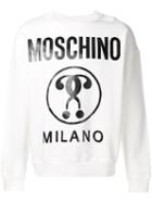 Moschino Logo Print Sweatshirt, Men's, Size: Small, White, Cotton