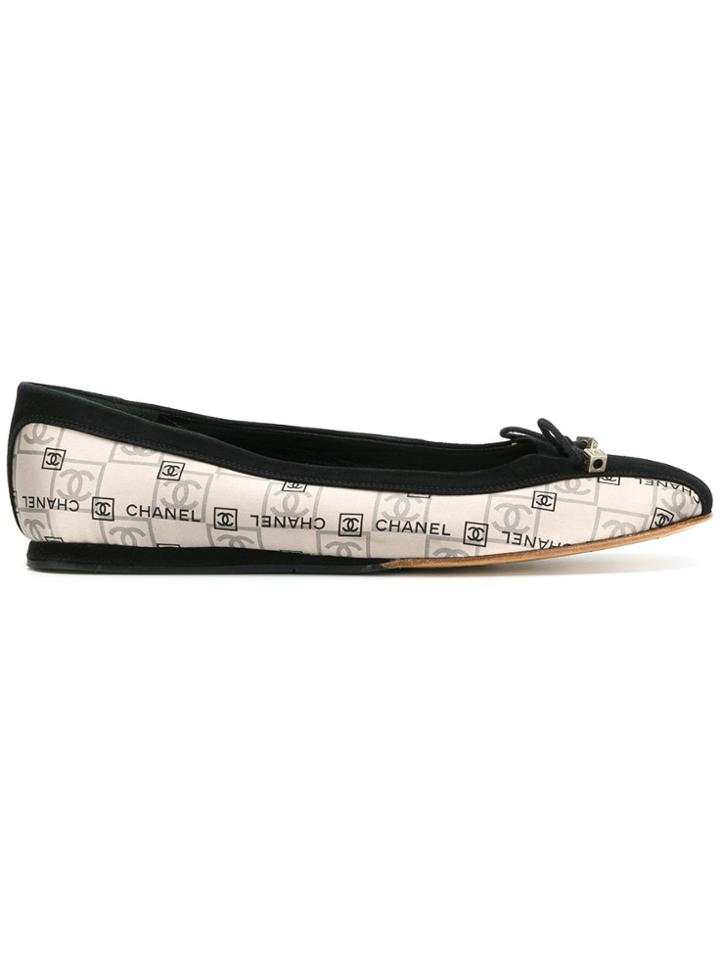 Chanel Vintage Logo Ballerinas - Black