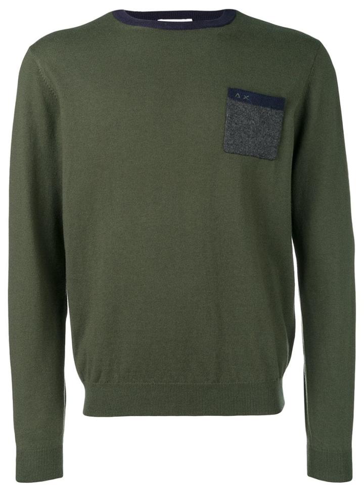 Sun 68 Contrast Hem Fitted Sweater - Green