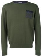 Sun 68 Contrast Hem Fitted Sweater - Green