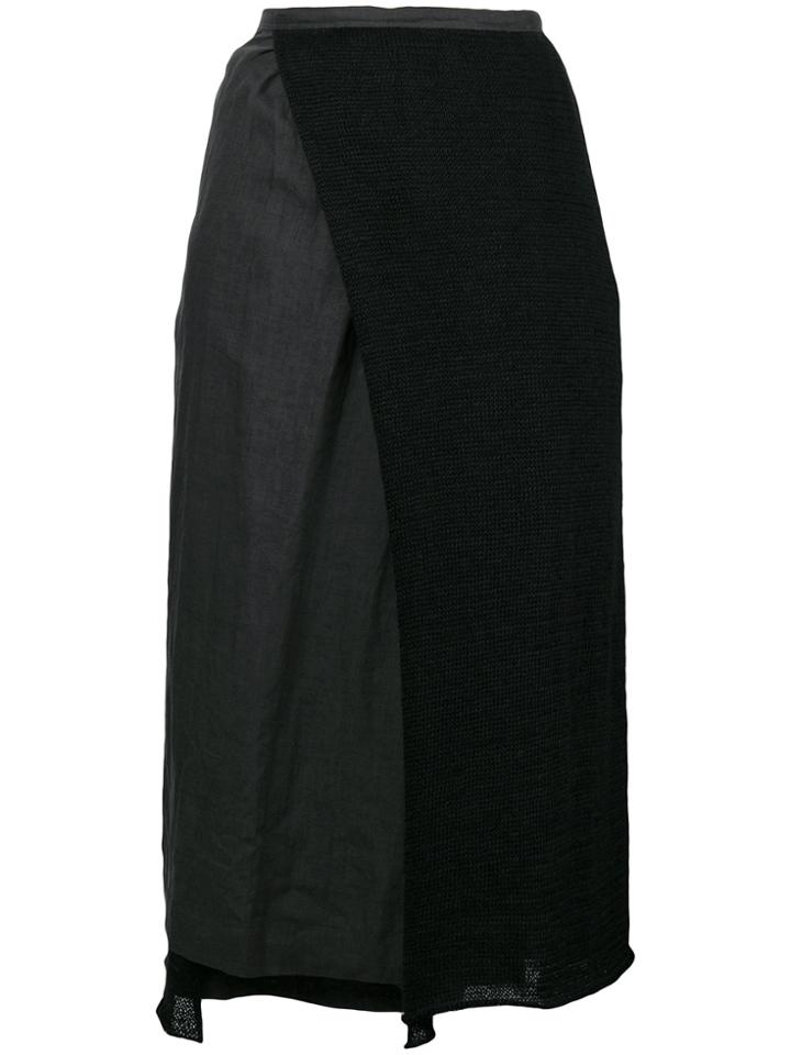 Vlas Blomme Knitted Detail Skirt - Black