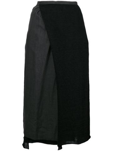 Vlas Blomme Knitted Detail Skirt - Black