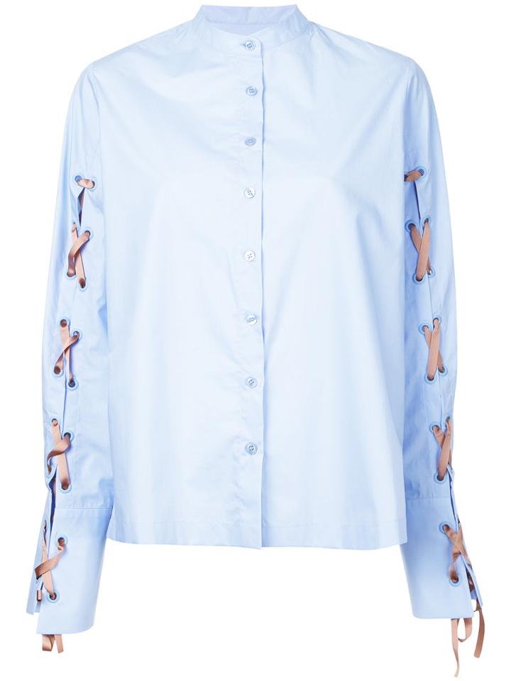 Elaidi - Lace-up Detail Shirt - Women - Cotton - 42, Blue, Cotton