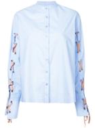 Elaidi - Lace-up Detail Shirt - Women - Cotton - 42, Blue, Cotton