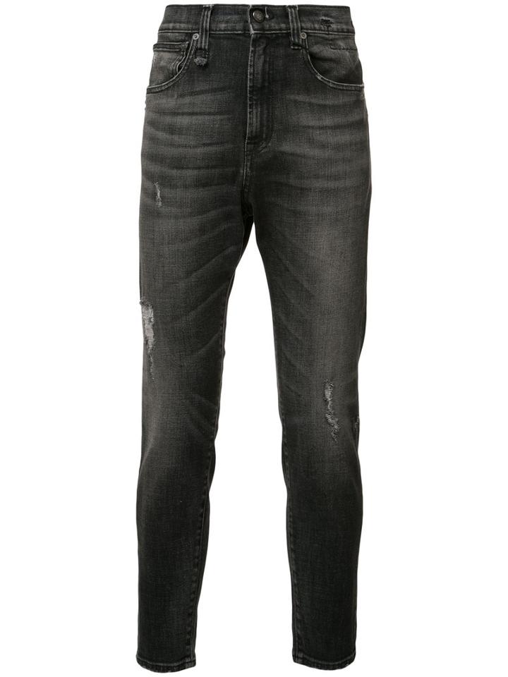 R13 Ripped Skinny Jeans, Men's, Size: 31, Black, Cotton/spandex/elastane