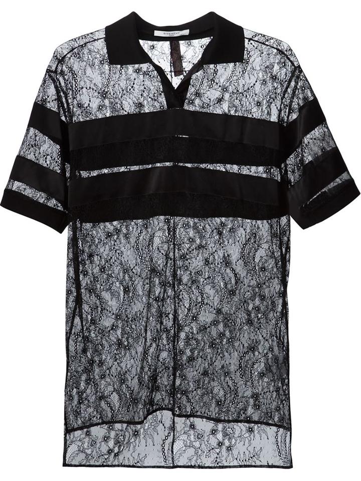 Givenchy Floral Lace Polo Shirt