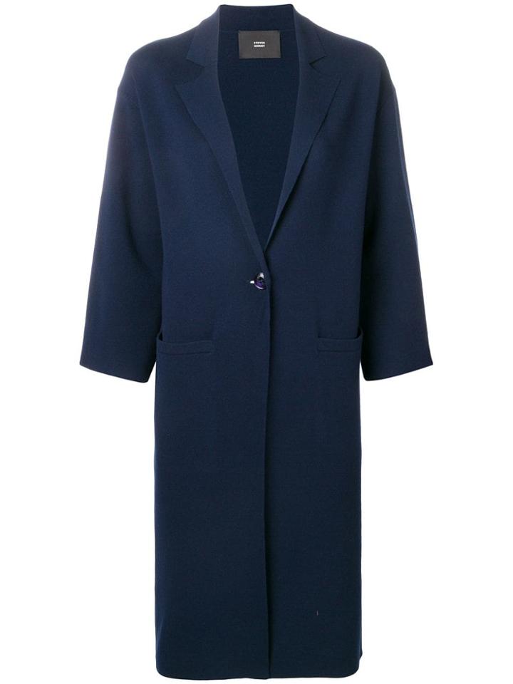 Steffen Schraut Single-breasted Knitted Coat - Blue