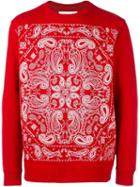 White Mountaineering Paisley Print Sweatshirt, Men's, Size: 1, Red, Cotton