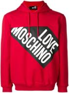 Love Moschino Logo Panel Hoodie - Red
