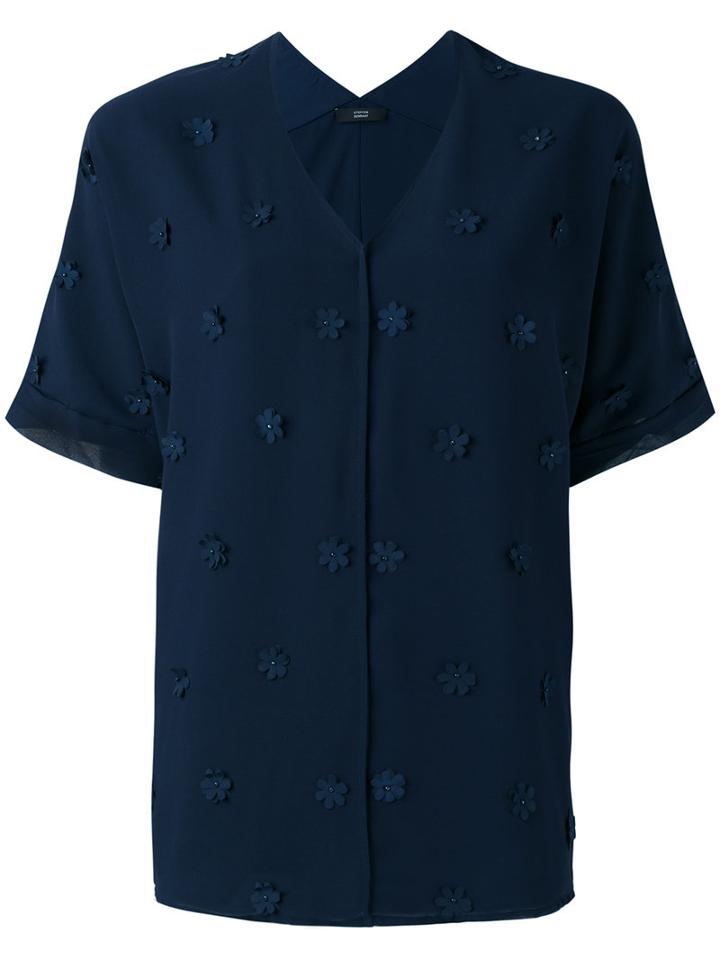 Steffen Schraut - Flower Embellished Shirt - Women - Polyester - 40, Blue, Polyester